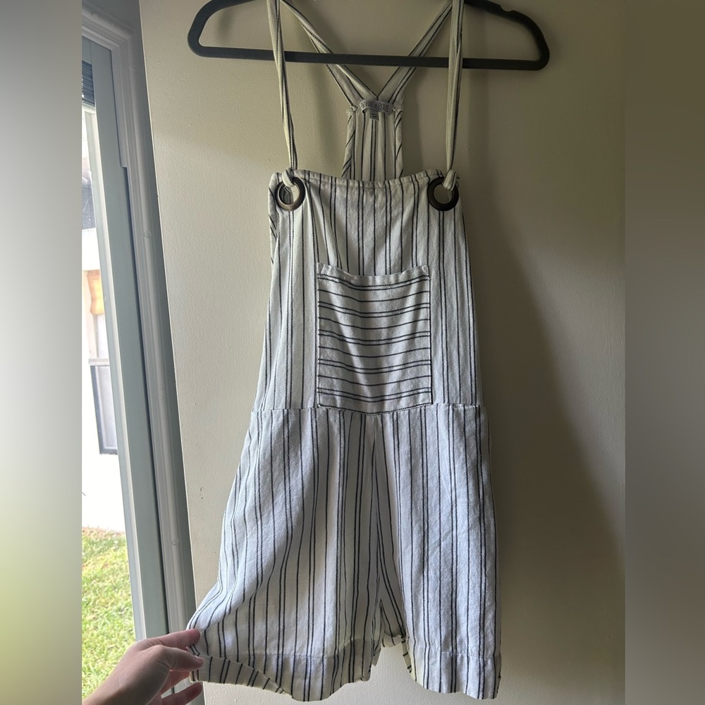 Chic Striped Overalls with Pocket